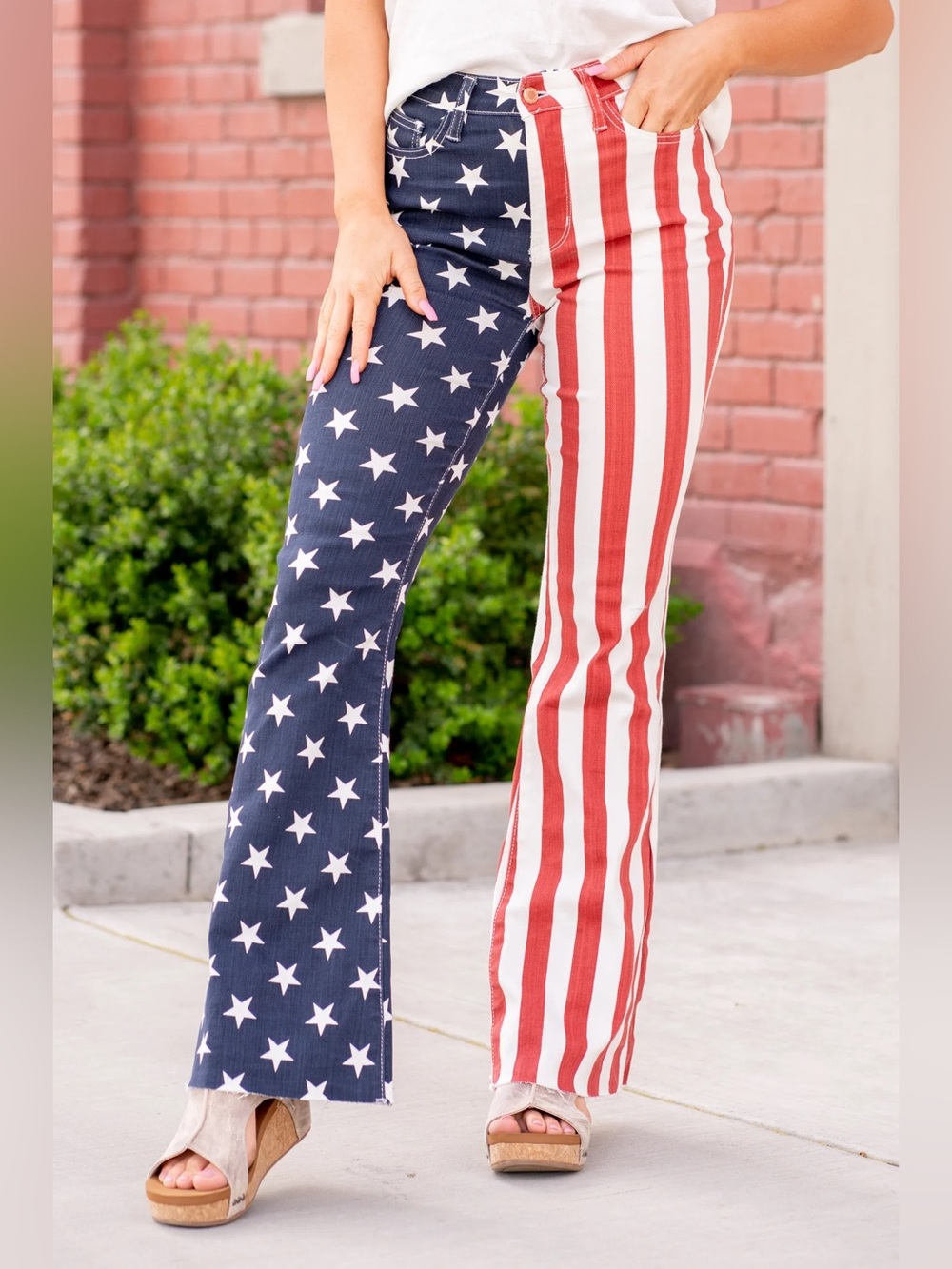 NWT Judy Blue American Flag Print High Waist Flare Jeans Size 20W